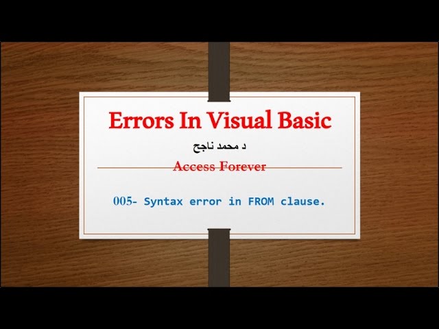access odbc format error in from clausola