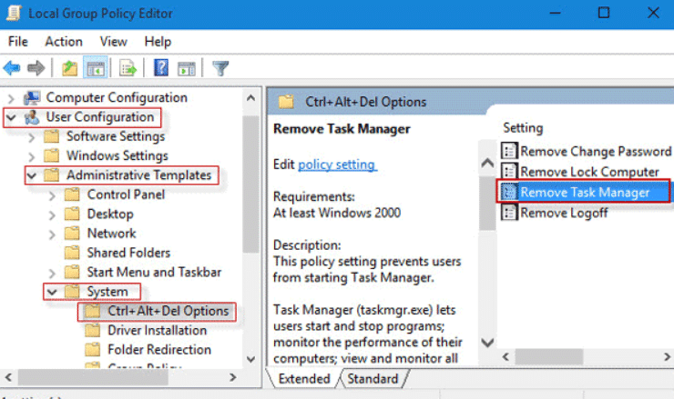 administrator disabled task manager windows 7