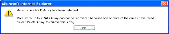 an error in a raid array has been detected terastation