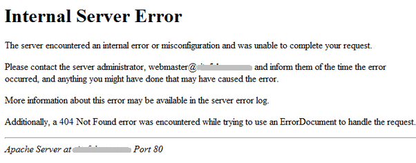 apache internal server error page