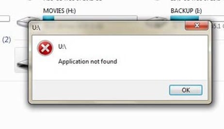 aplicación no encontrada en la unidad USB