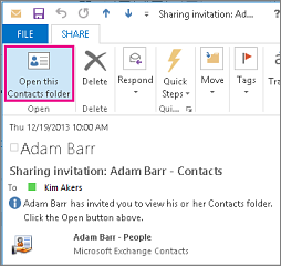 can i share a contact list in outlook