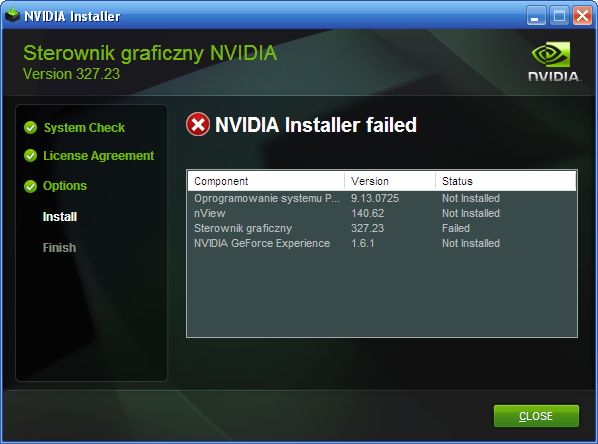 cannot install nvidia driver windows xp
