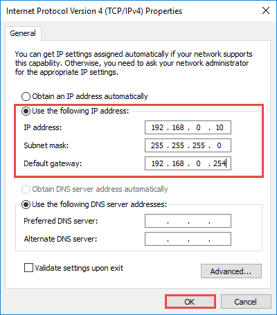 zmień adres IP w systemie Windows