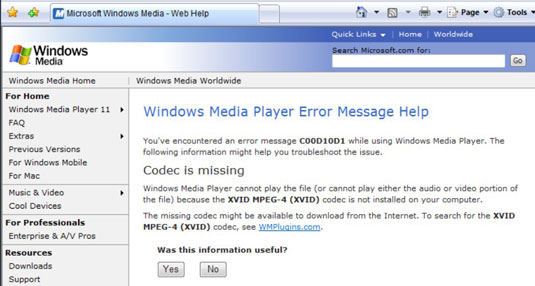 codec flv dump lecteur windows media