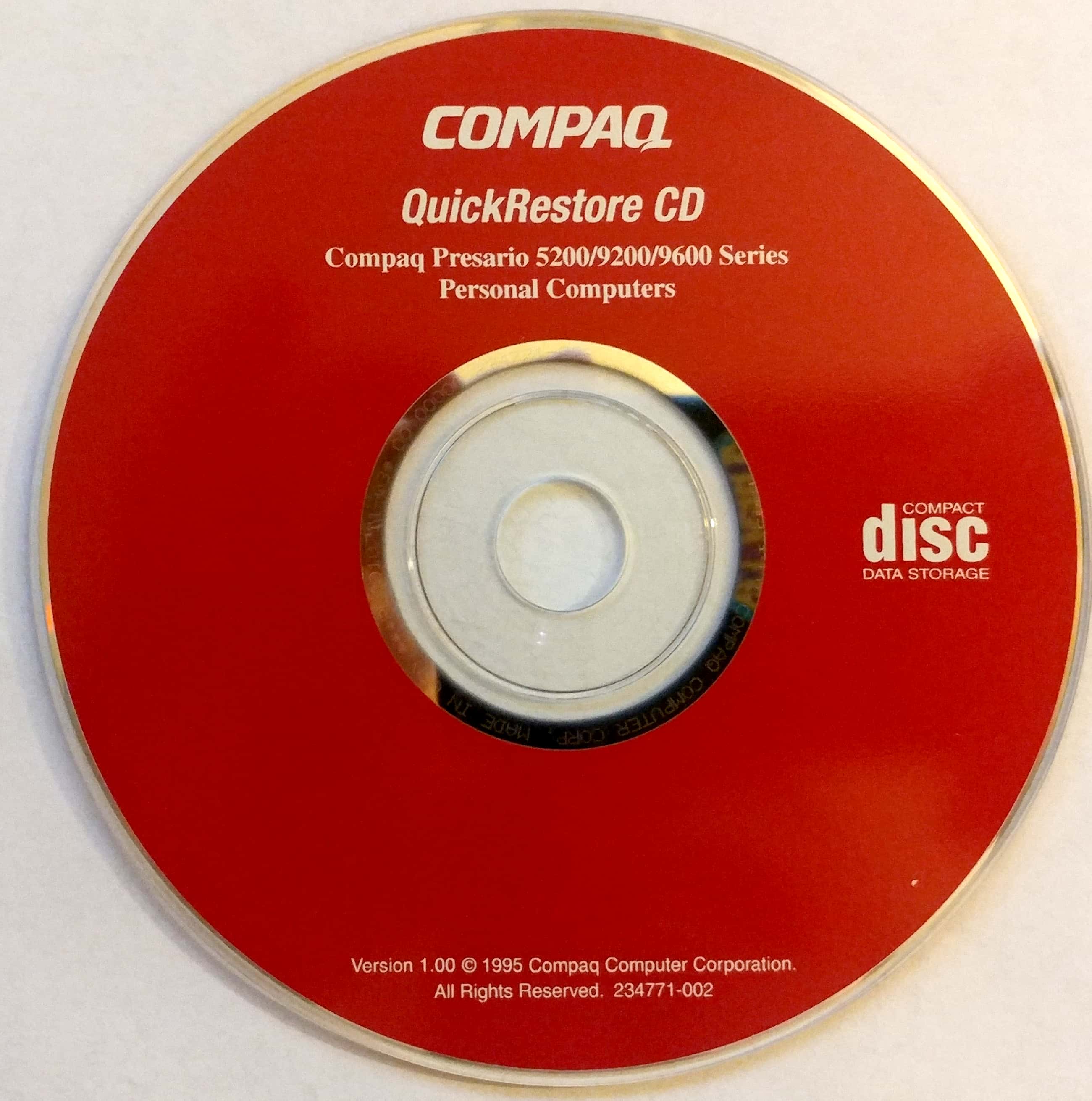 compaq 2529cl Wiederherstellungs-Disc