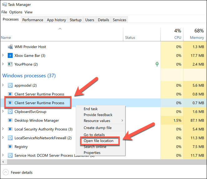 csrss.exe in task manager twice