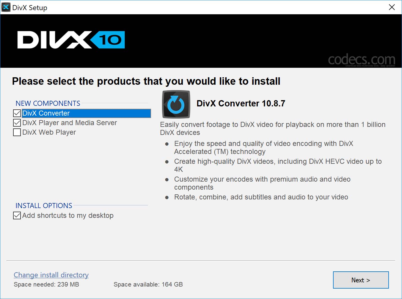 divx codec windows download
