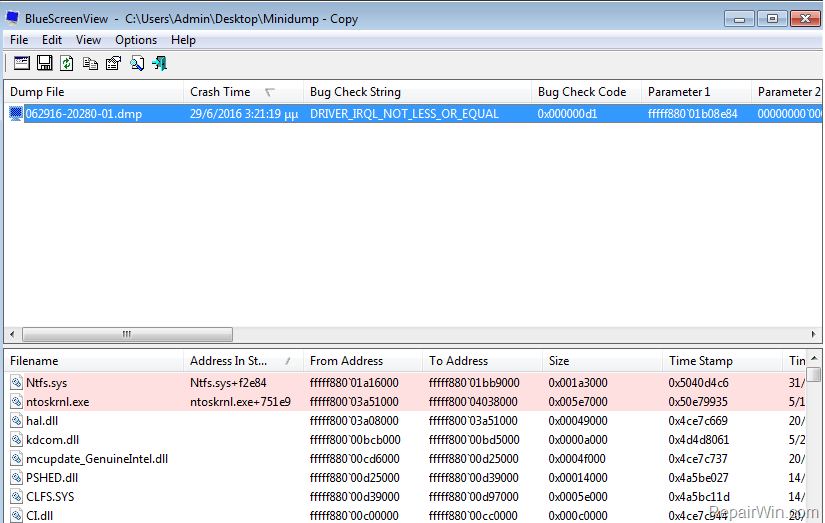 download voorbeeld minidump-bestand