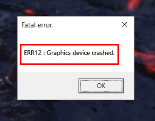 error fatal 12