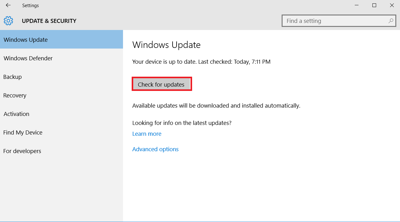 Windows 발전이 새 업데이트를 확인하는 빈도