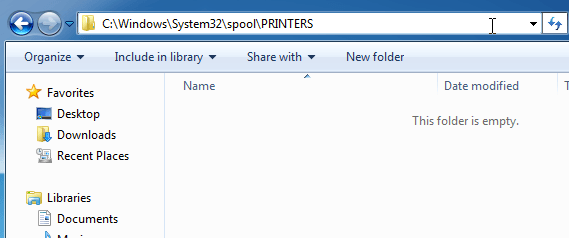 cómo borrar la caché de la cola de impresión impresa en Windows 7
