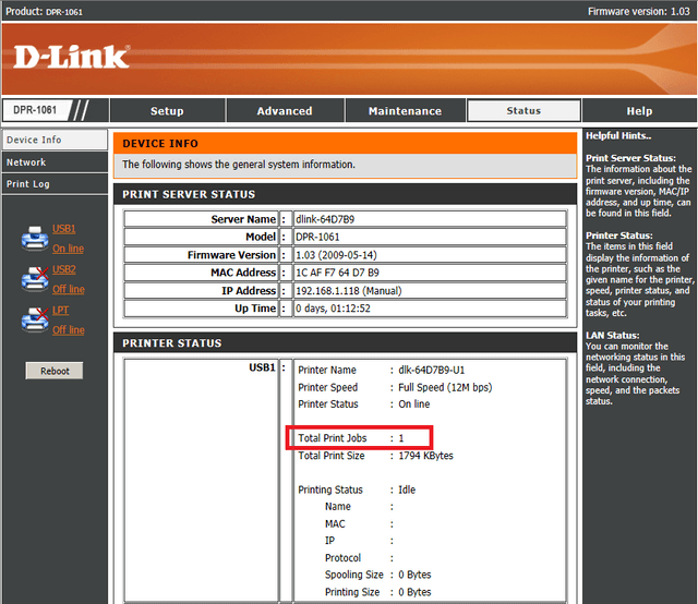 how to configure dlink print server