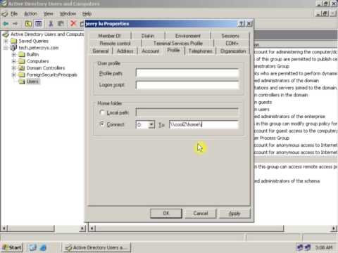 how to create home folder in windows server 2003
