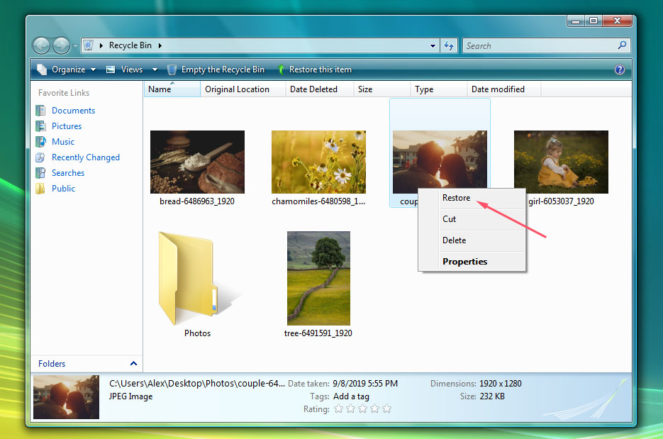 how to restore missing files in windows vista