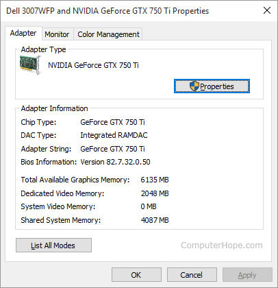 how to see the graphics card memory last windows 8