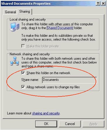 how to share documents related to windows xp