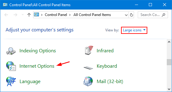 internet options control panel will not open