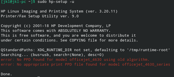lp는 파일을 인쇄할 수 없습니다. server-error-service-unavailable