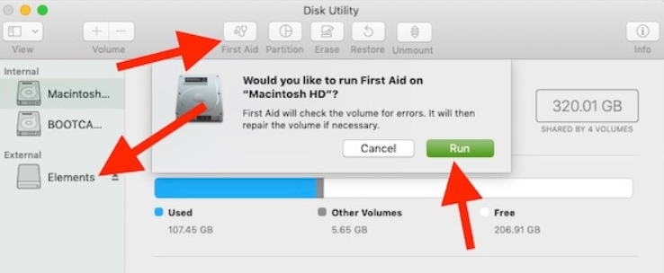 mac disk power error 206