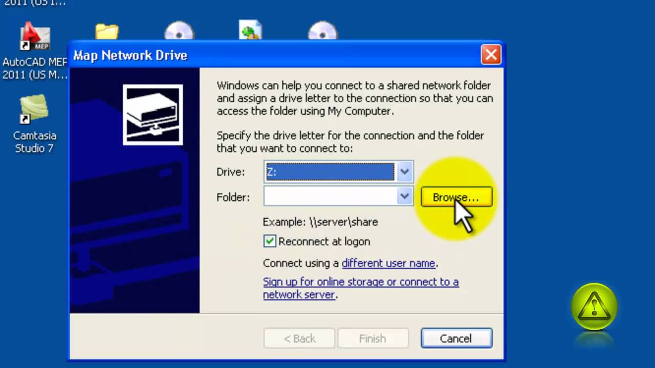 een grote schijf in kaart brengen in Windows XP Professional