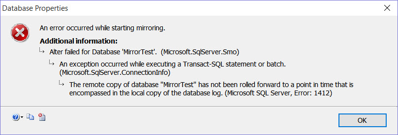 Microsoft SQL 오류 1412