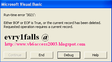 Microsoft ocular basic runtime error 3021