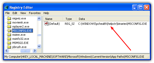 brakujący plik msconfig.exe windows xp