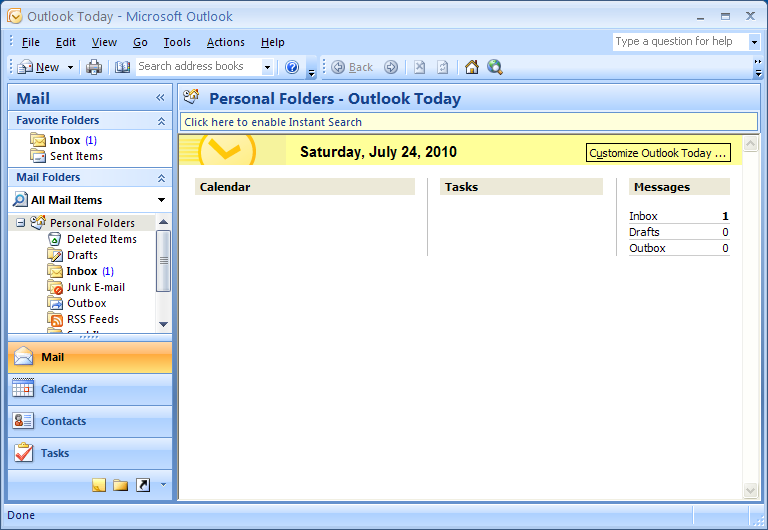 brakujące techniki w programie Outlook 2007