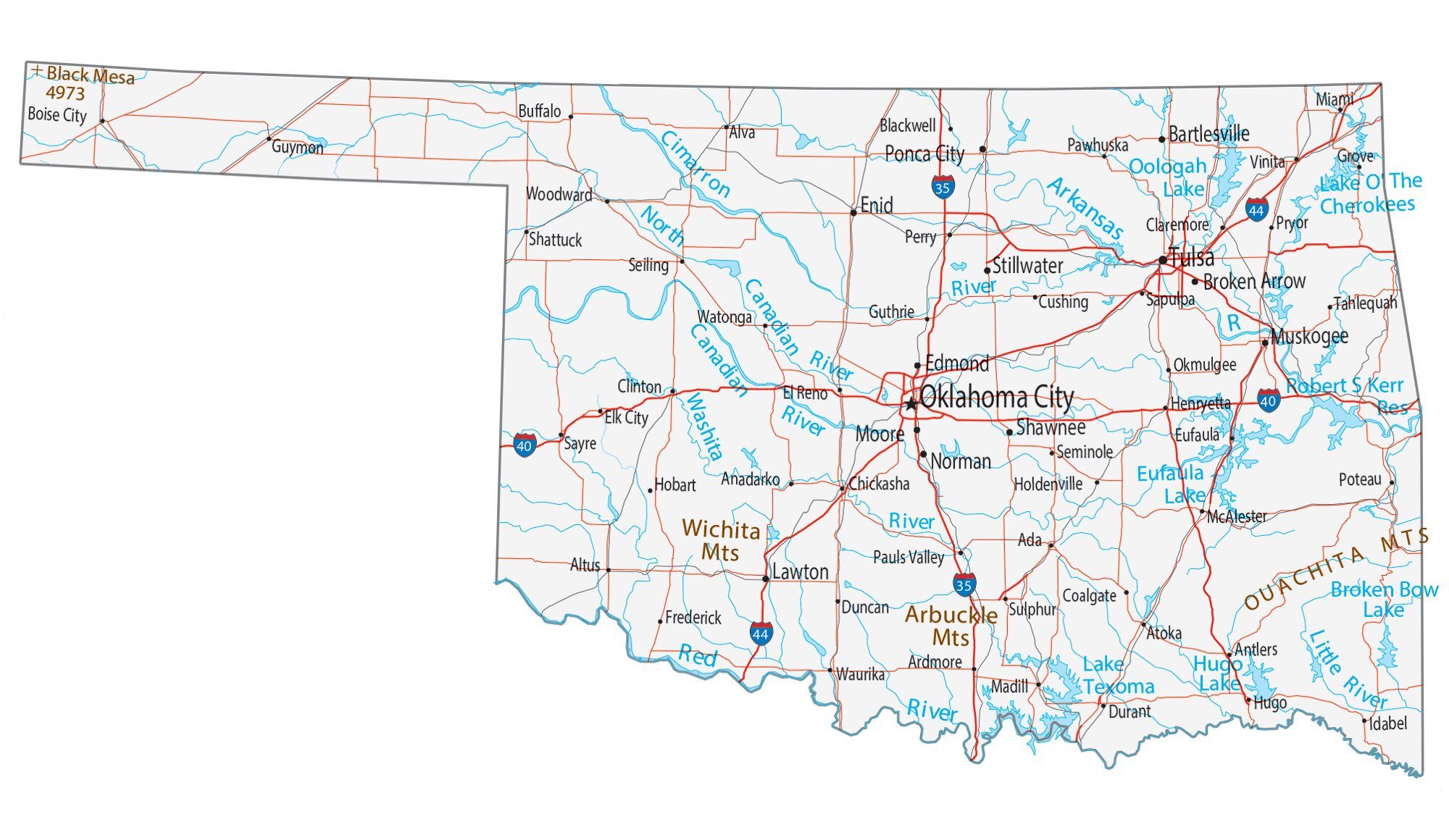 Stad in Oklahoma niet gevonden via wegenatlas