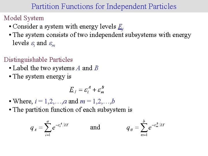 funciones de partición relacionadas con subsistemas