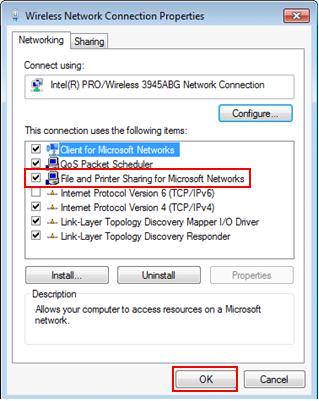 password for sharing with windows 7