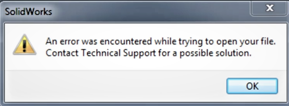 solidworks error opening file