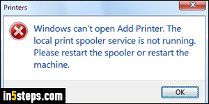 spooler is in fact not running error