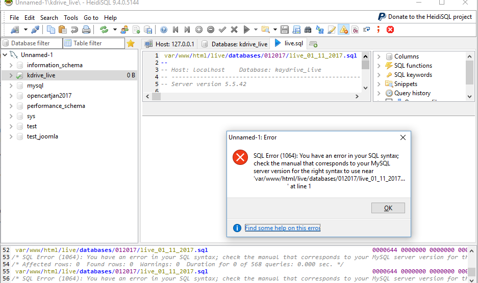 syntax check corresponds error line manual mysql webserver sql version