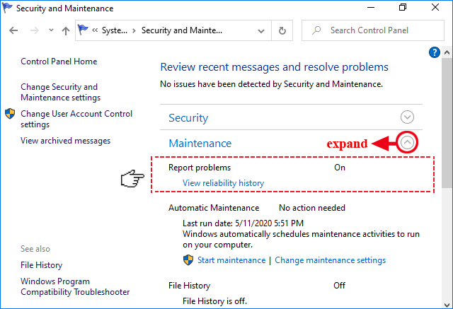 Turn with error reports windows