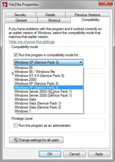 técnica de compatibilidade do win xp no download do Windows 7