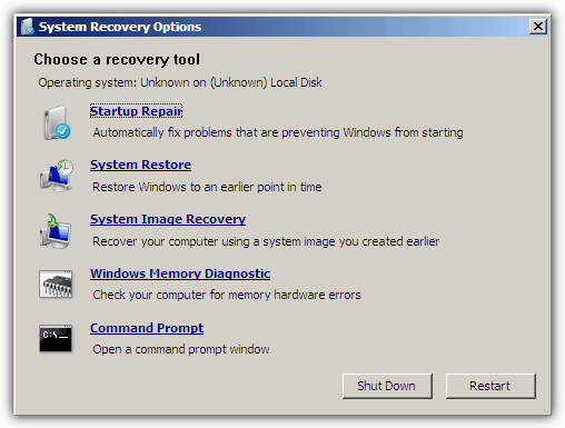 télécharger le disque de récupération Windows 7 sans frais usb