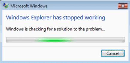 windows exploerer will stop working