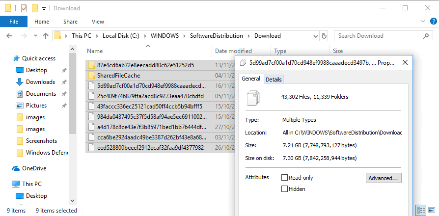 Windows update files in c drive